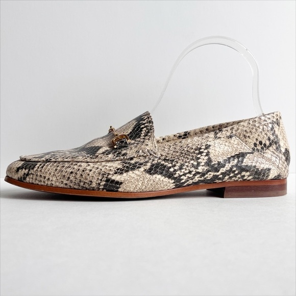 Sam Edelman Loraine Bit Loafer 6.5 neutral reptile snakeskin leather flats shoes - Picture 6 of 13